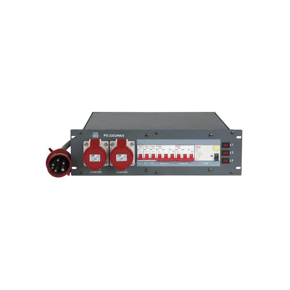 Showgear PS-3202 MKII CEE distributore di corrente 32 A Ingresso CEE 32A 2 uscite CEE 16A