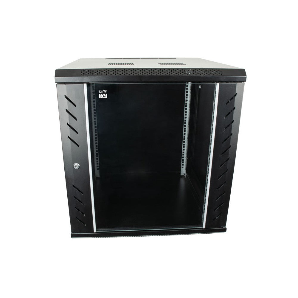 Showgear RCA-WMH-12 12U 19" Patch Panel Rack, montaggio a parete, cerniera posteriore