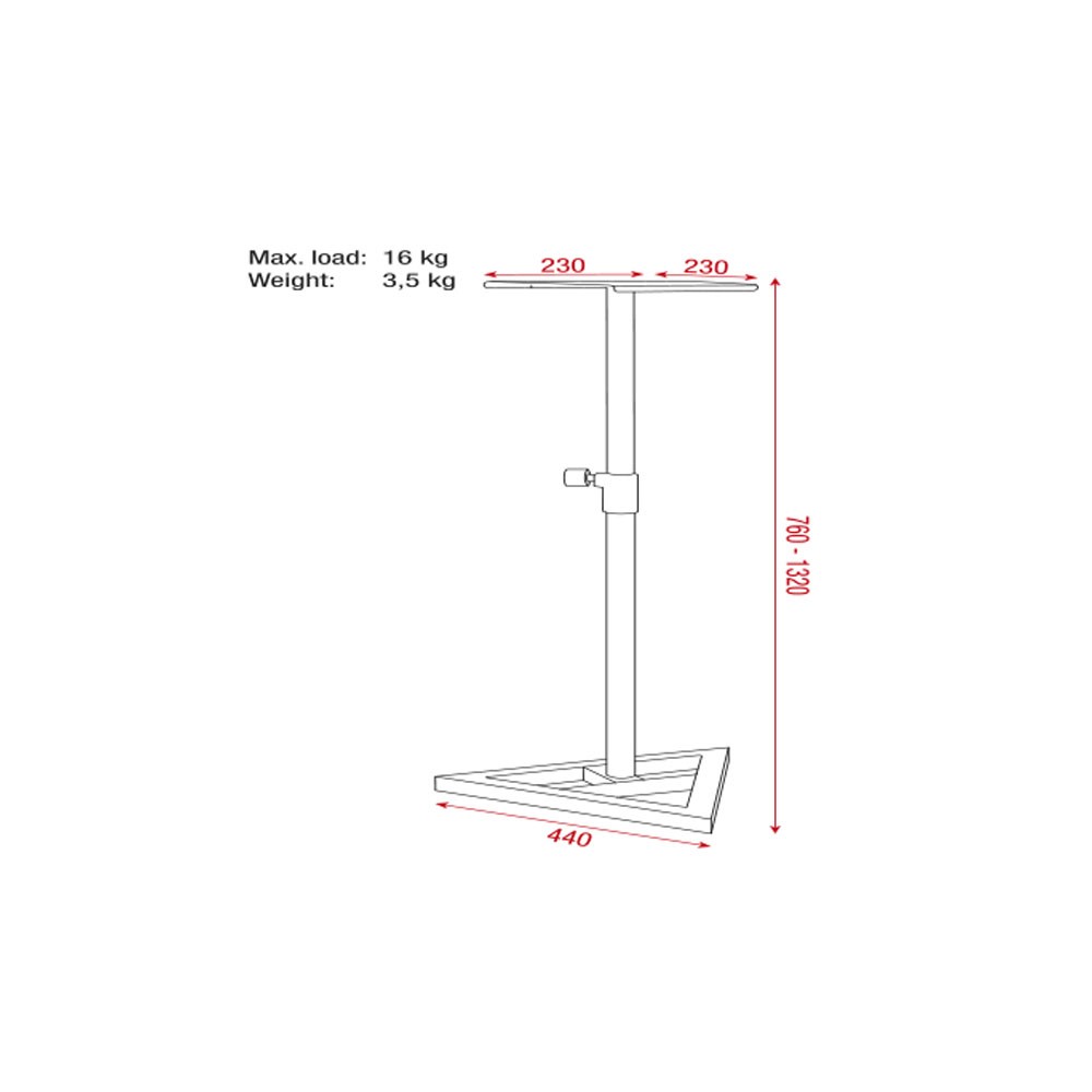 Soporte de altavoz monitor Showgear Acero 760-1.320 mm carga máx. 20 kg