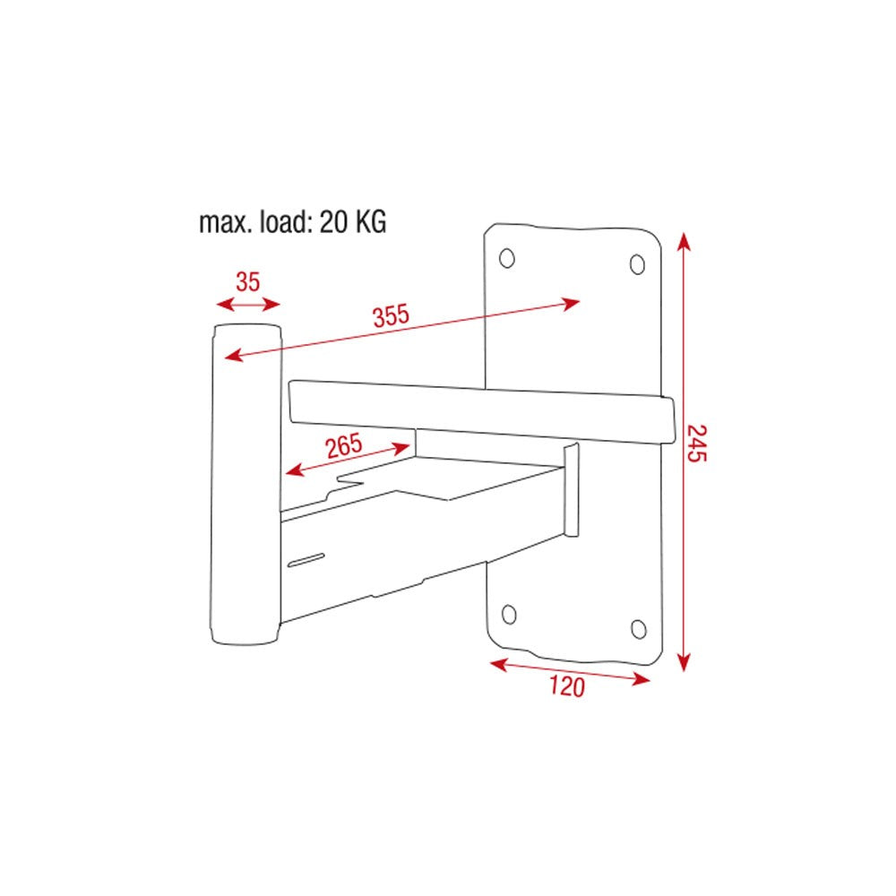 Showgear Speaker Wall Bracket 35mm Max. Load 20kg