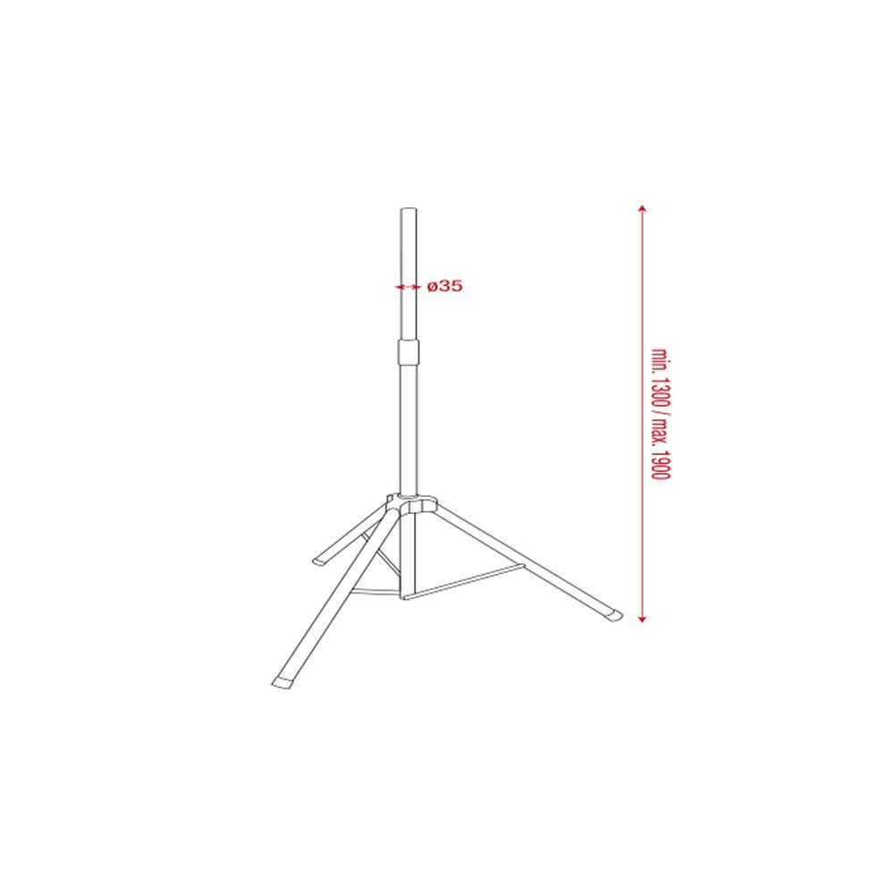 Showgear Air Pressure Speaker Stand Alluminio 1300-1900mm carico massimo 40Kg