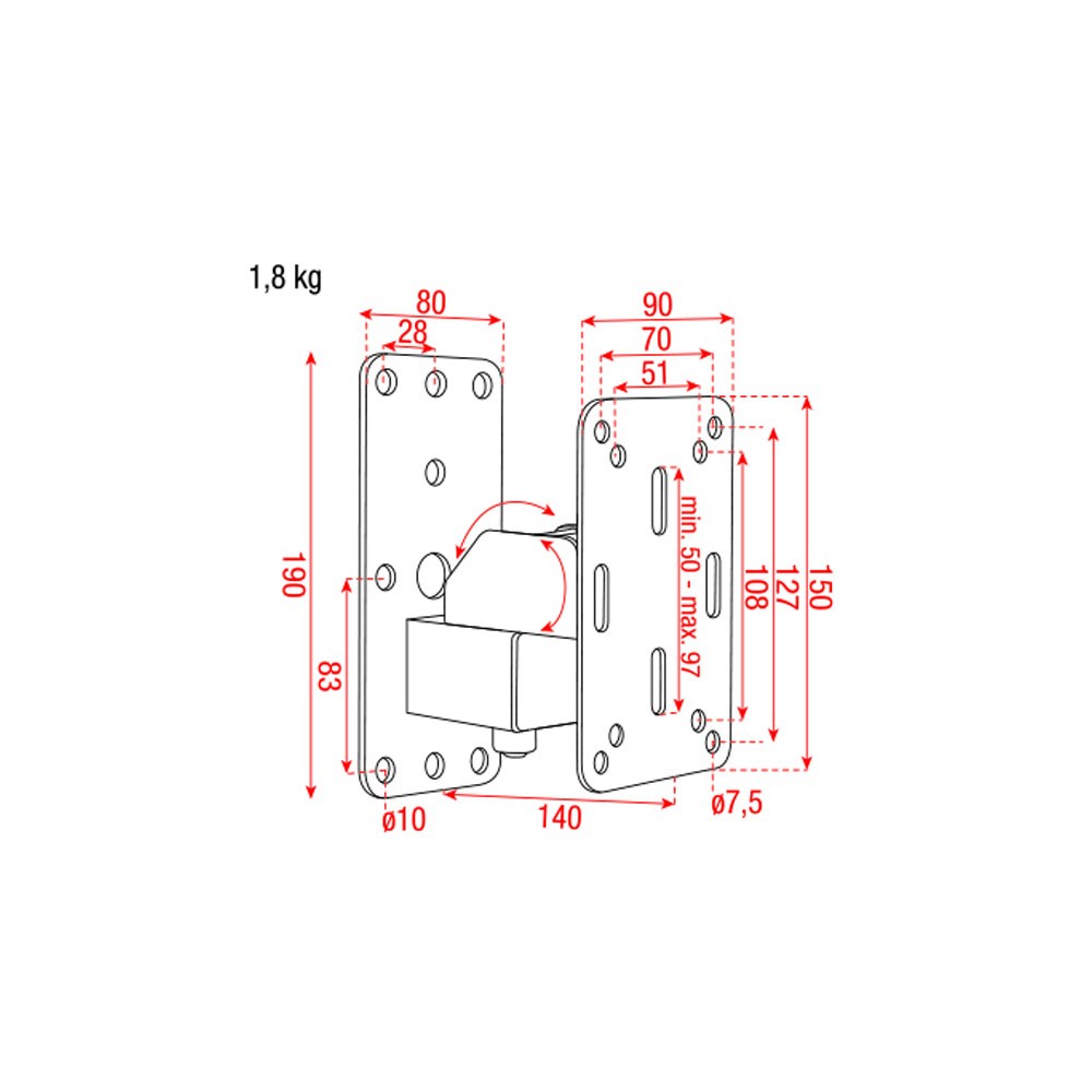 Soporte de Pared Compacto para Altavoz Showgear Blanco