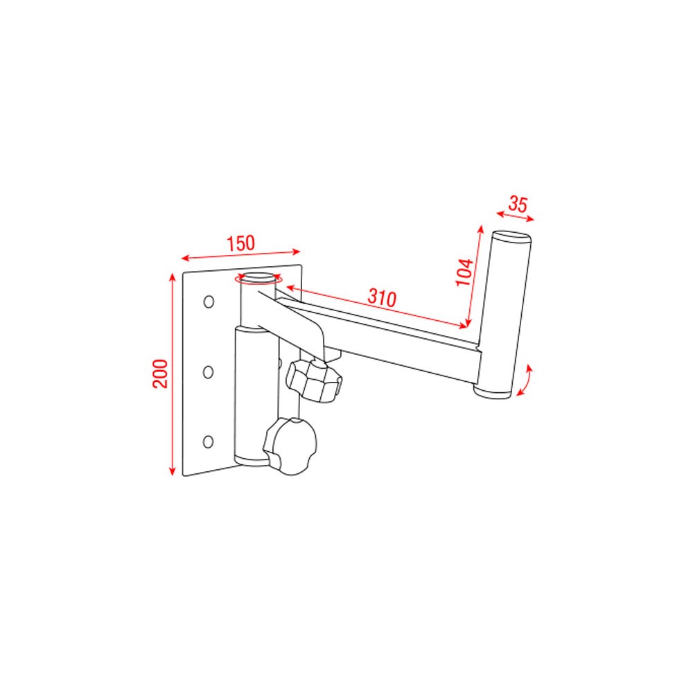 Showgear Mammoth Adjustable Speaker Bracket 35 mm Mammoth Rods