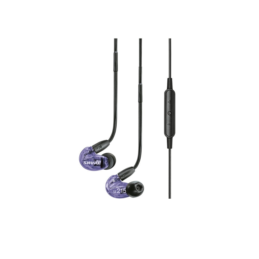 Shure SE215 Purple with mic and remote cable