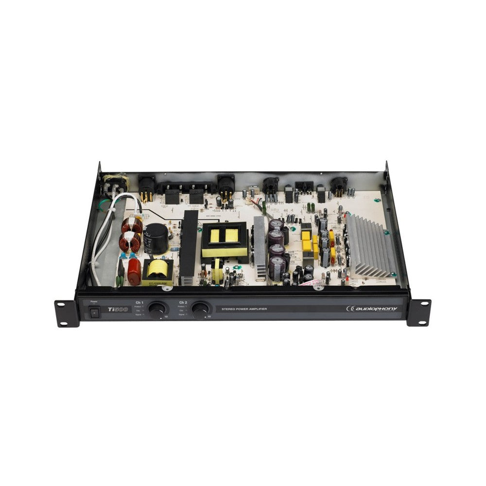 Amplificador de potencia Audiophony de 2 canales, 2 x 250 W a 4 ohmios, Clase D, rack de 1U