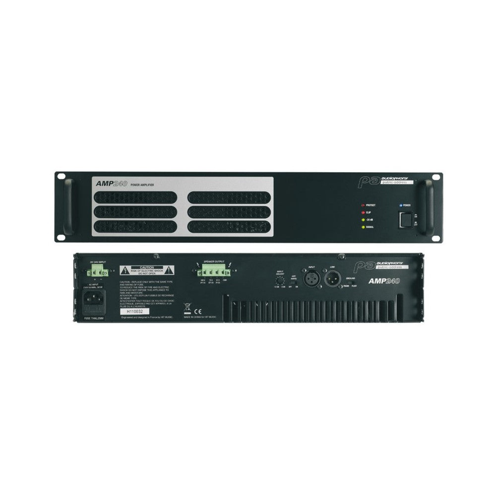 Audiophony Professional main amplifier for 70 / 100 V installations, 240 W, 2U