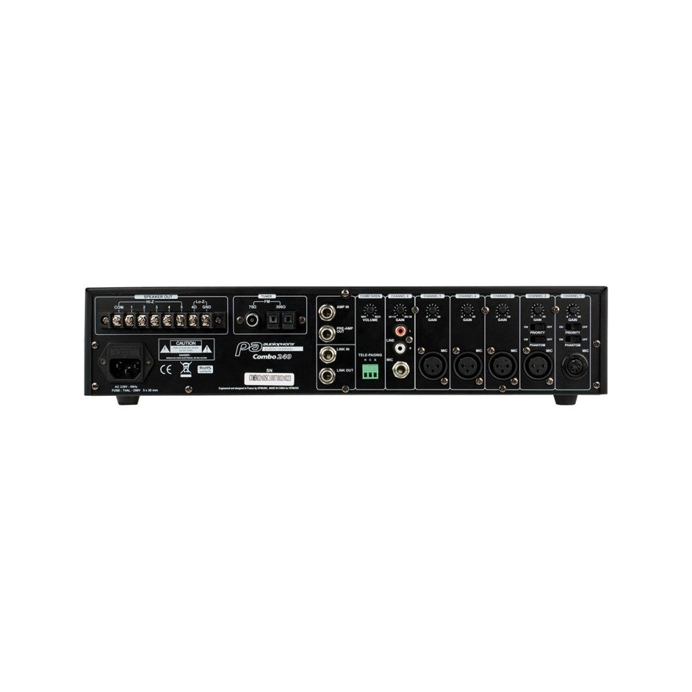 Audiophony Multi-zone mixer / amplifier, 6 CH mixer, 5 simultaneous independent zone outputs