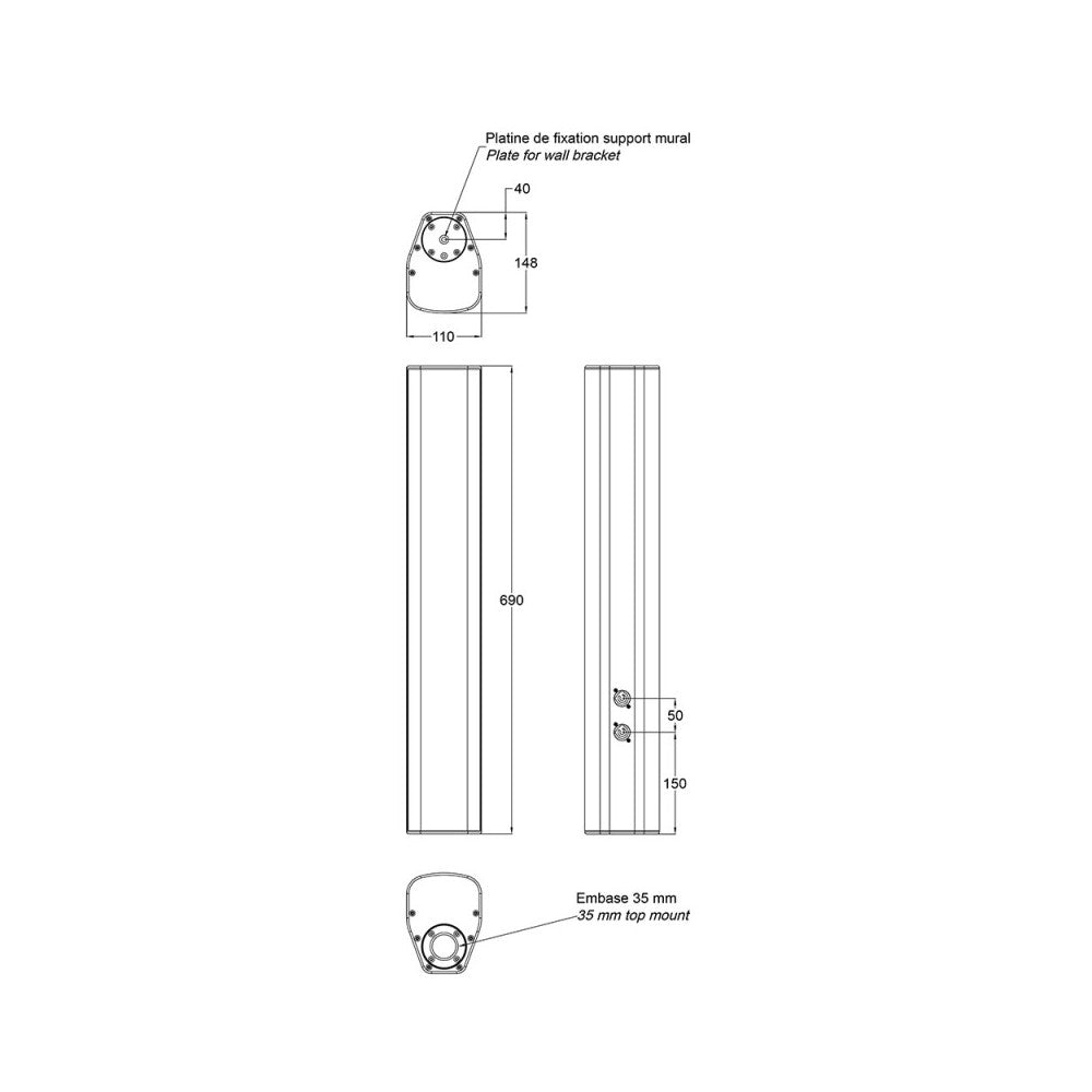 Columna Audiophony de 160W a 16 ohmios con 8 altavoces de 3 pulgadas para instalación