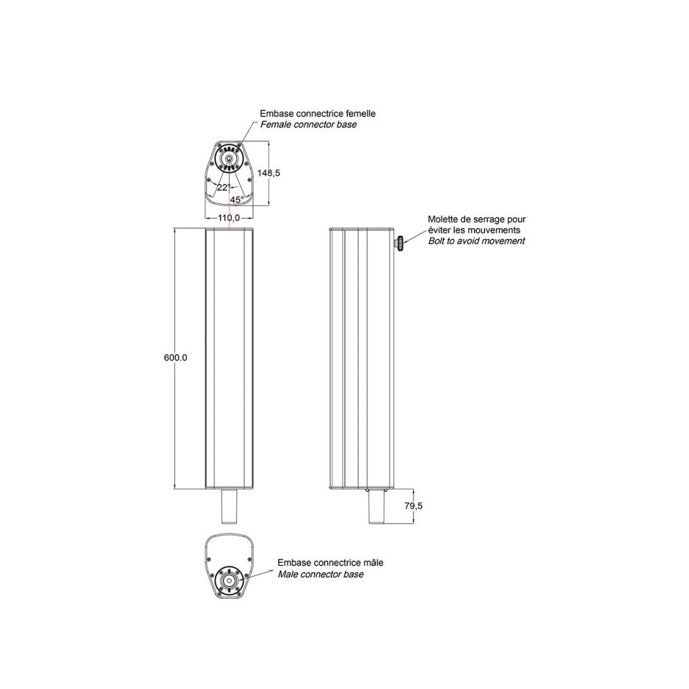 Audiophony Aumenta la altura en 60cm para iLINE83BCon base de conector apilable