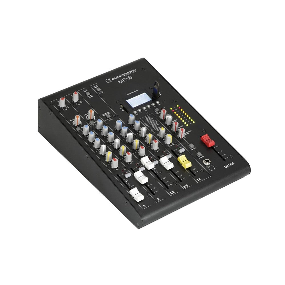Audiophony Mezclador 6 canales + compresor + efectos + reproductor USB/SD/BT