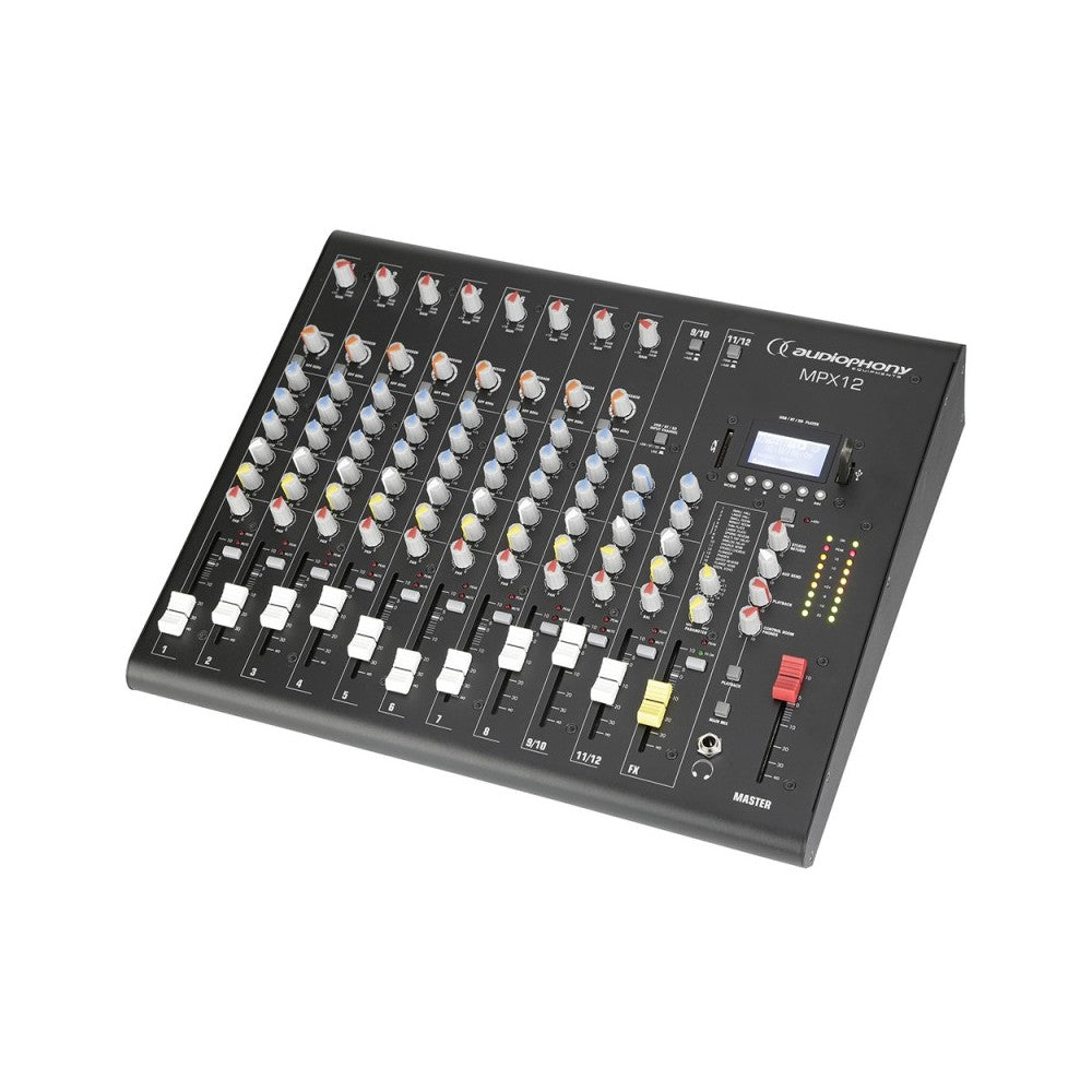Audiophony Mixer 12 CH + Compressor + Effects + USB/ SD/BT Player