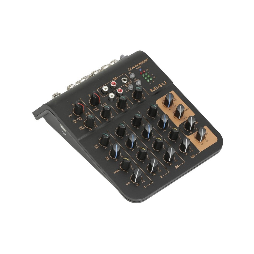 Audiophony Mezclador 4 canales 2 micro+2 estéreo + puerto USB