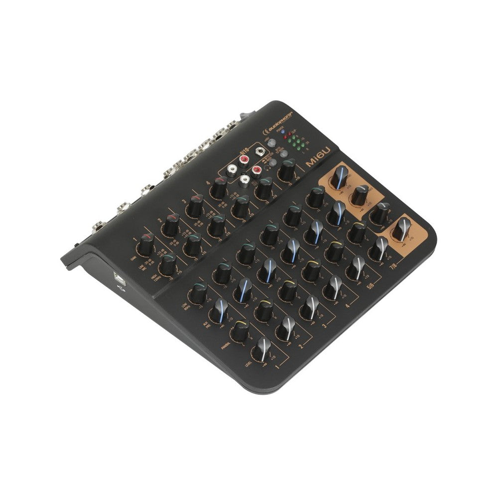 Audiophony Mixer de 6 canales, 4 micros + 2 estéreo + puerto USB
