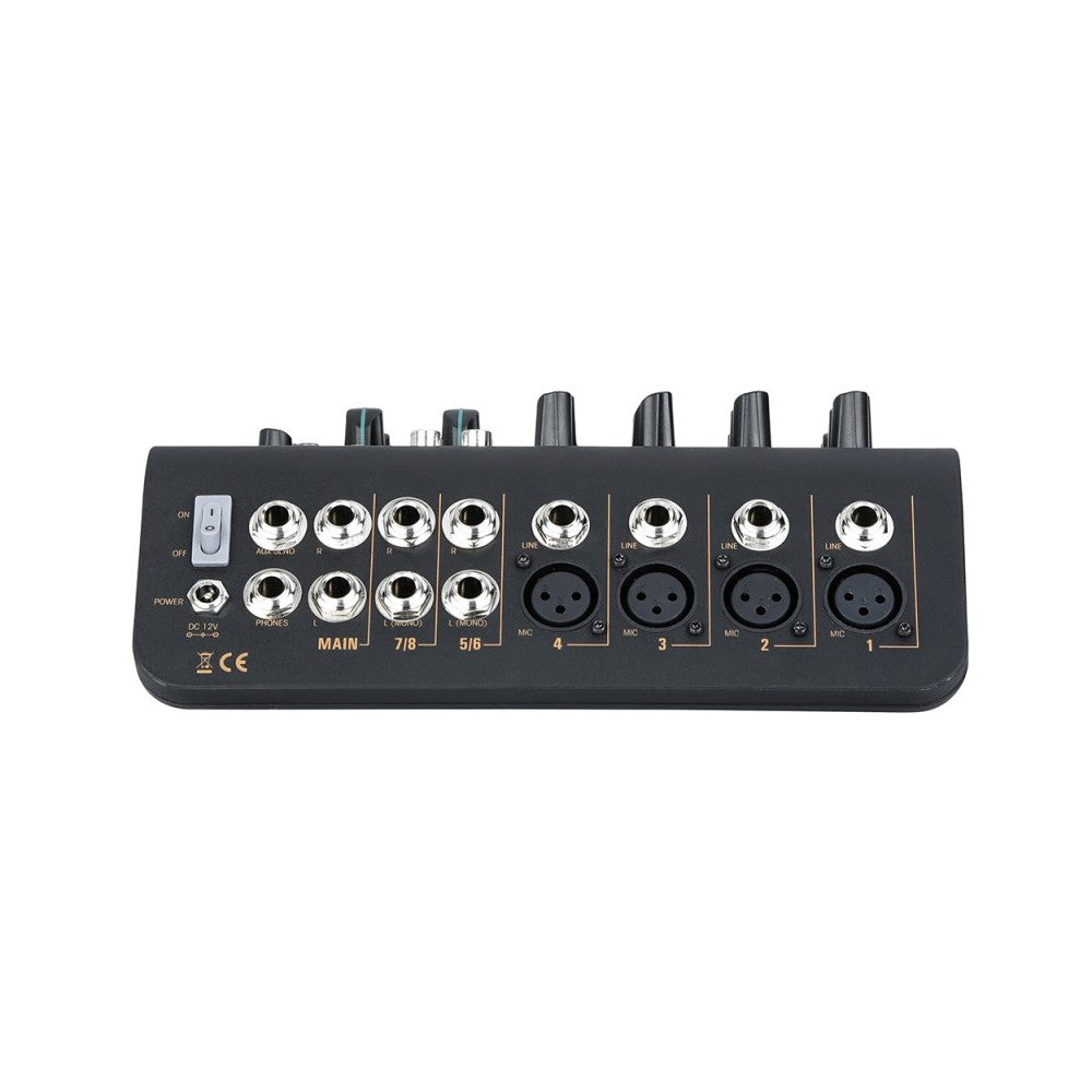 Audiophony Mixer de 6 canales, 4 micros + 2 estéreo + puerto USB