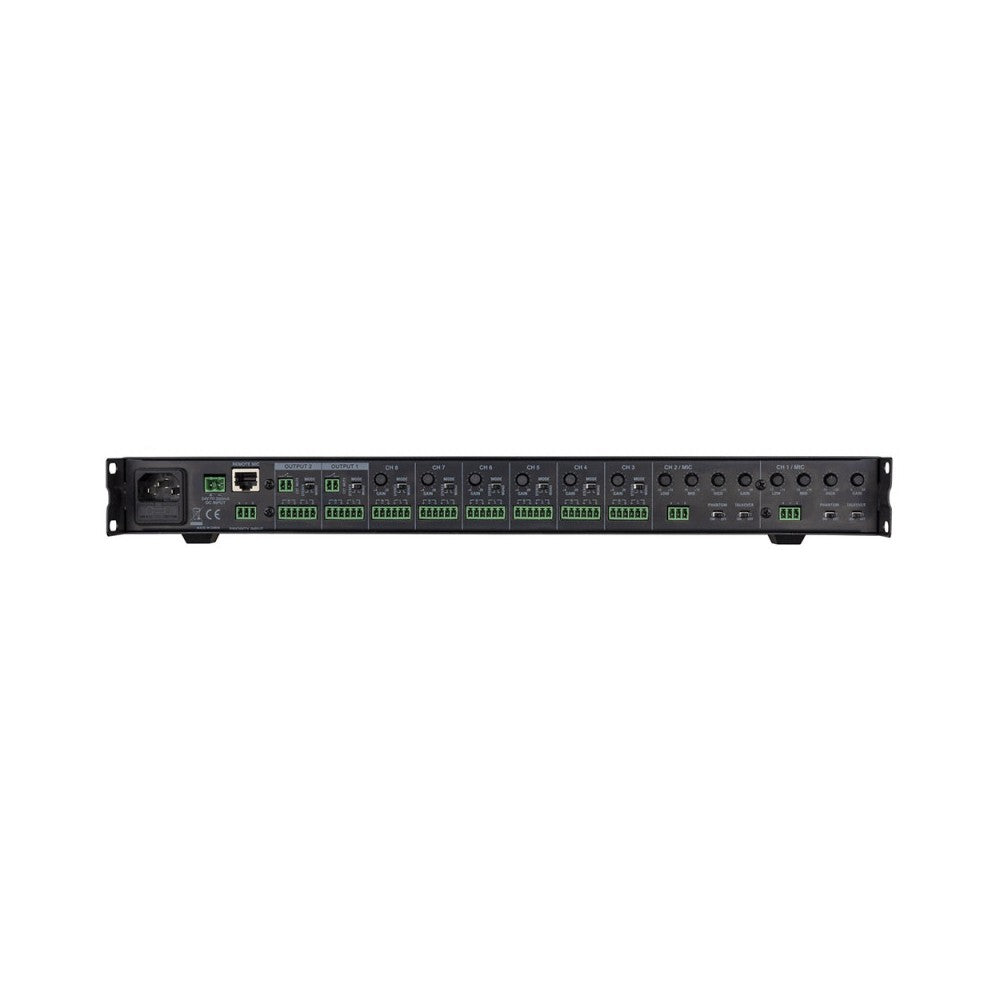 Audiophony 1U 8IN 2OUT stereo mixerWith priority + Remote Mic