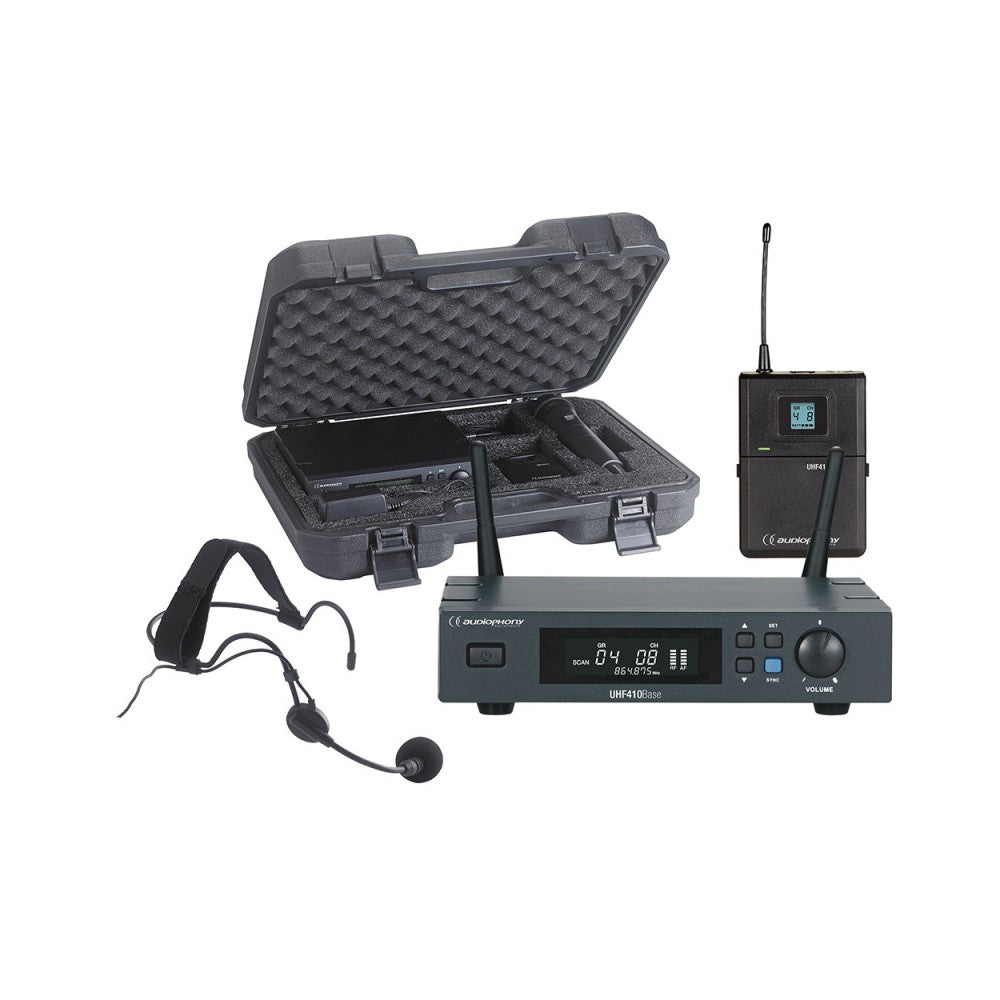 Audiophony Set of UHF True Diversity receiverWith bodypack, headband microphone and transport case - 500MHz