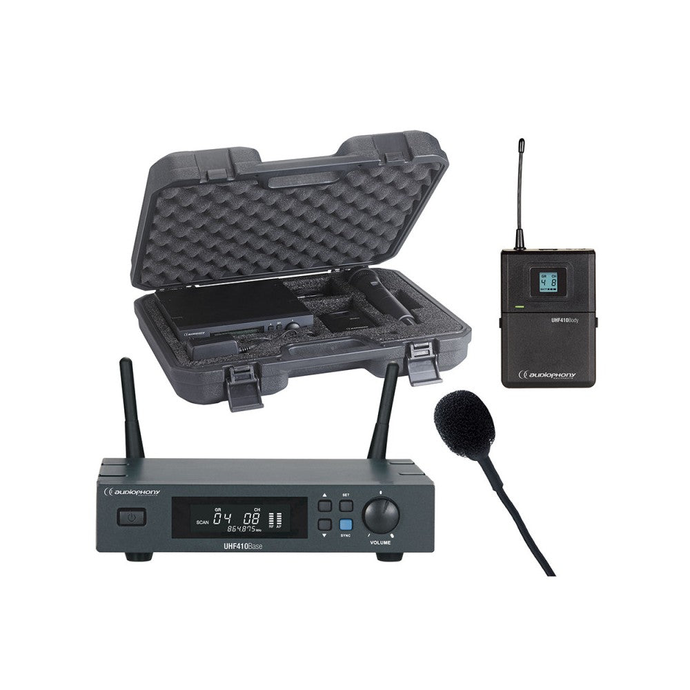 Audiophony Set of UHF True Diversity receiver + bodypack + Lavalier microphone + transport case - 500MHz