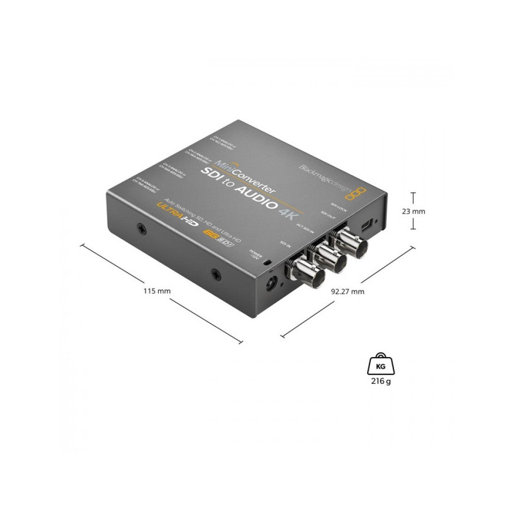 Blackmagic Design SDI audio de-embedder to 8ch AES/EBU or 4ch analog audio up to UltraHD