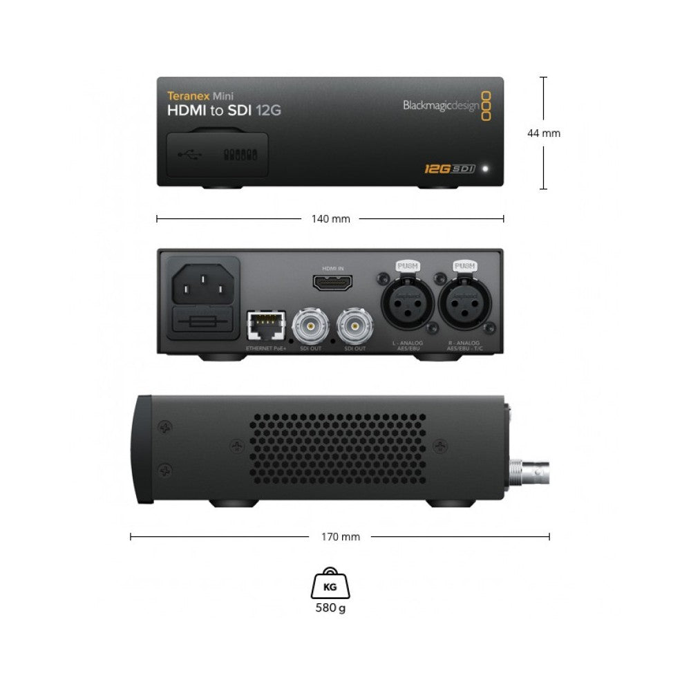 Blackmagic Design HDMI to 12G-SDI converter up to UltraHD with analog or AES/EBU audio