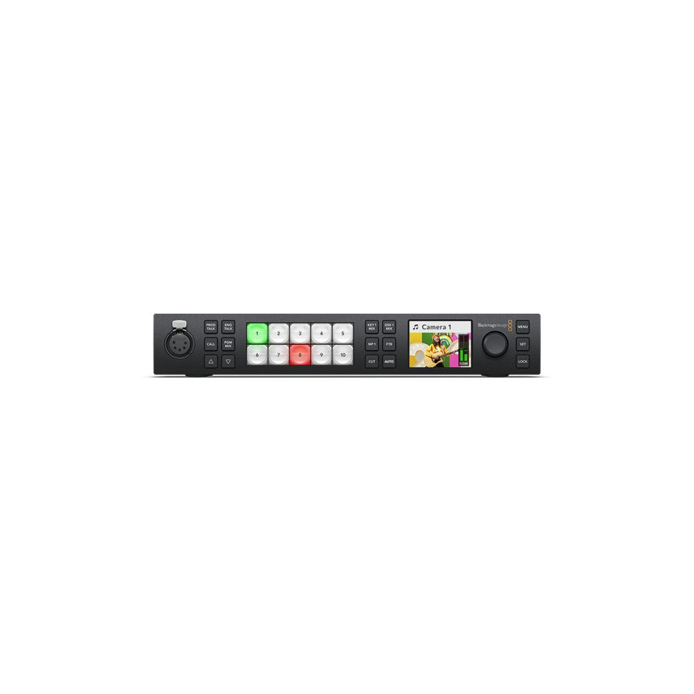 Mezclador de producción en directo de alta definición de Blackmagic Design repleto de funciones avanzadas: 10 entradas 3G-SDI, 6 salidas auxiliares 3G-SDI