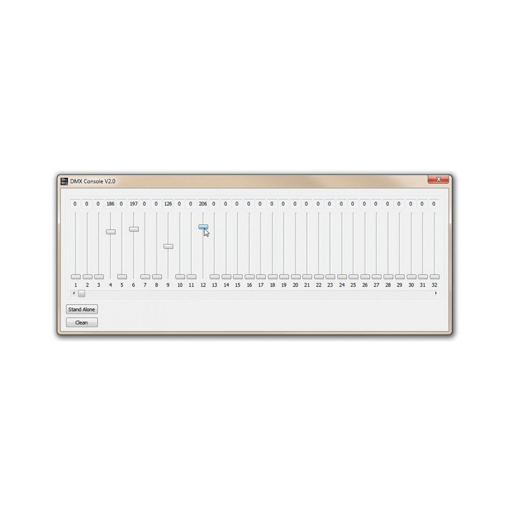 Herramienta de configuración DMX de Briteq con software para actualización de firmware