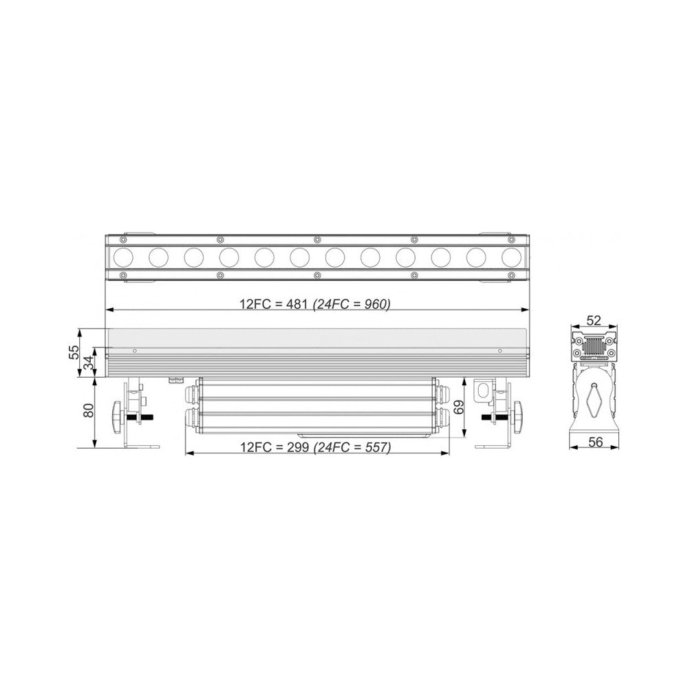 Briteq LED Bar RGBW 48cm IP65 (12x4W) - 15°  2 sections