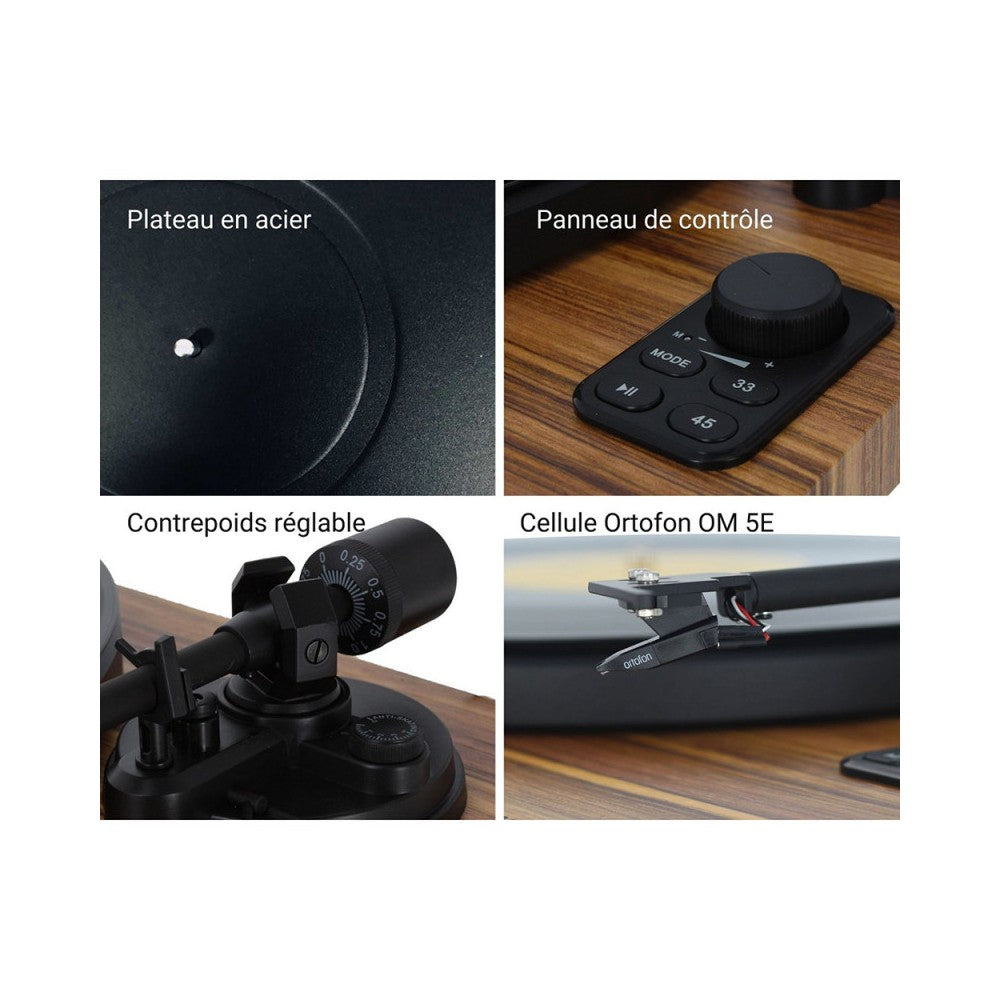 Enova Hifi Speakers + USB/Bluetooth Hi-Fi turntable with Ortofon OM 5E - wood finish