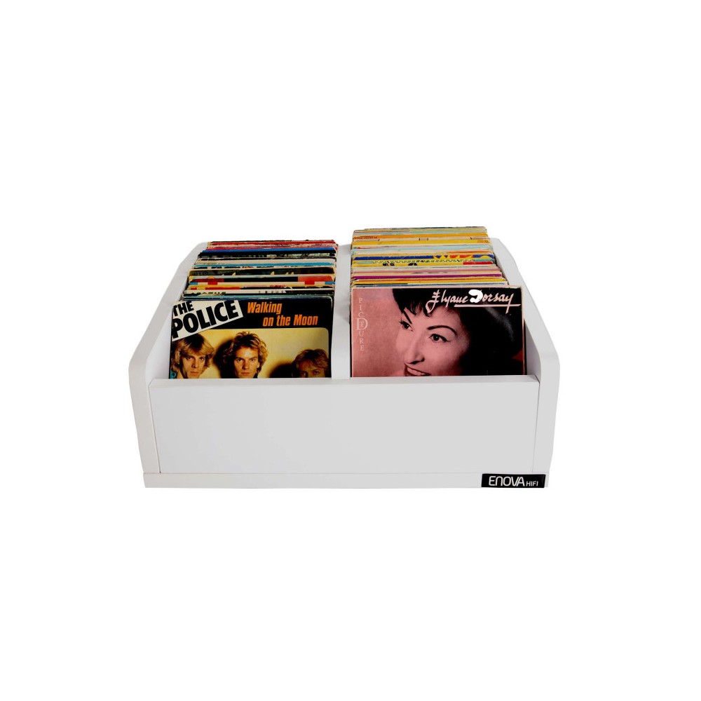 Mueble Enova Hifi blanco para vinilos de 45 rpm