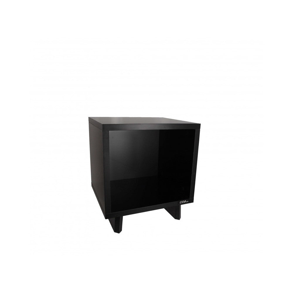 Enova Hifi Black Hi-Fi furniture for a turntable and more than a hundred vinyls, rear closed