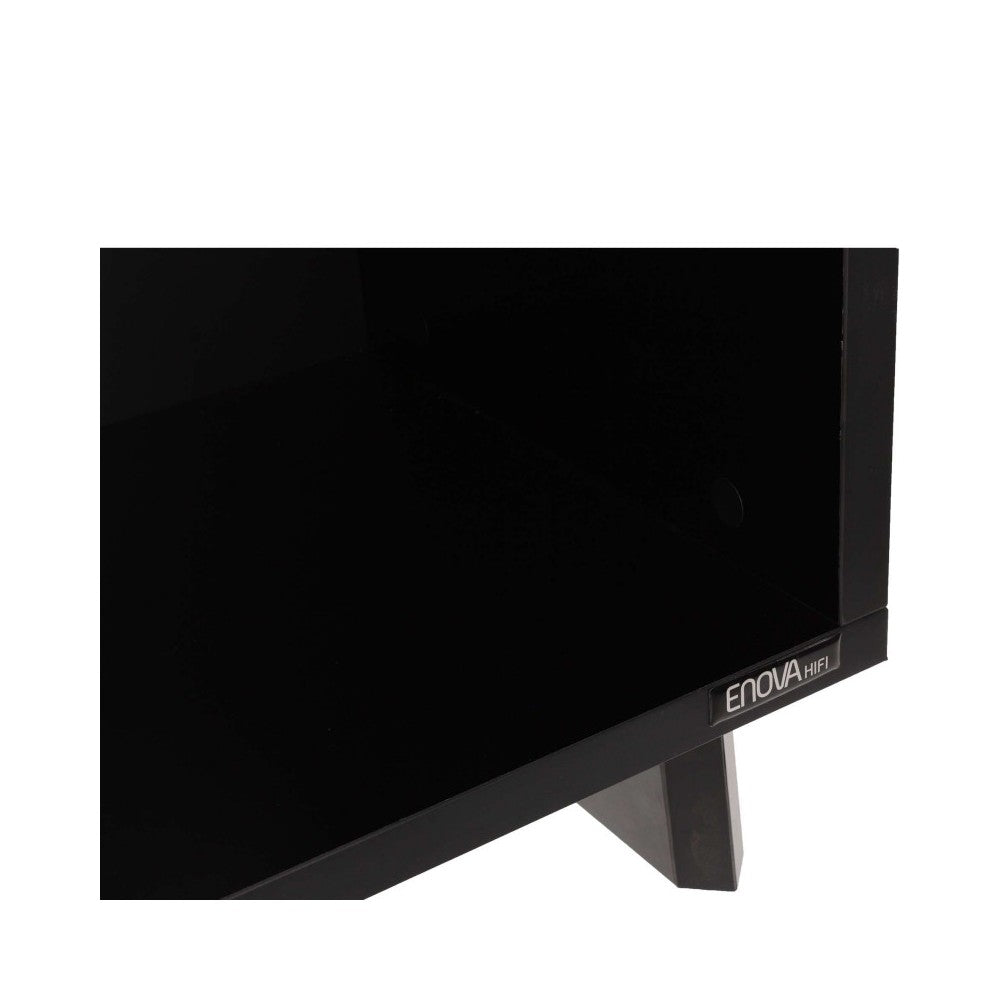 Enova Hifi Black Hi-Fi furniture for a turntable and more than a hundred vinyls, rear closed