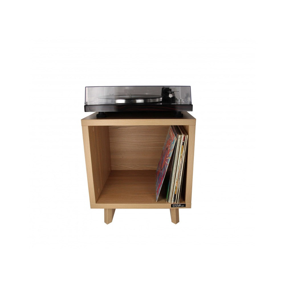 Enova Hifi Wooden Hi-Fi furniture for turntable and more than a hundred vinyls, rear closed