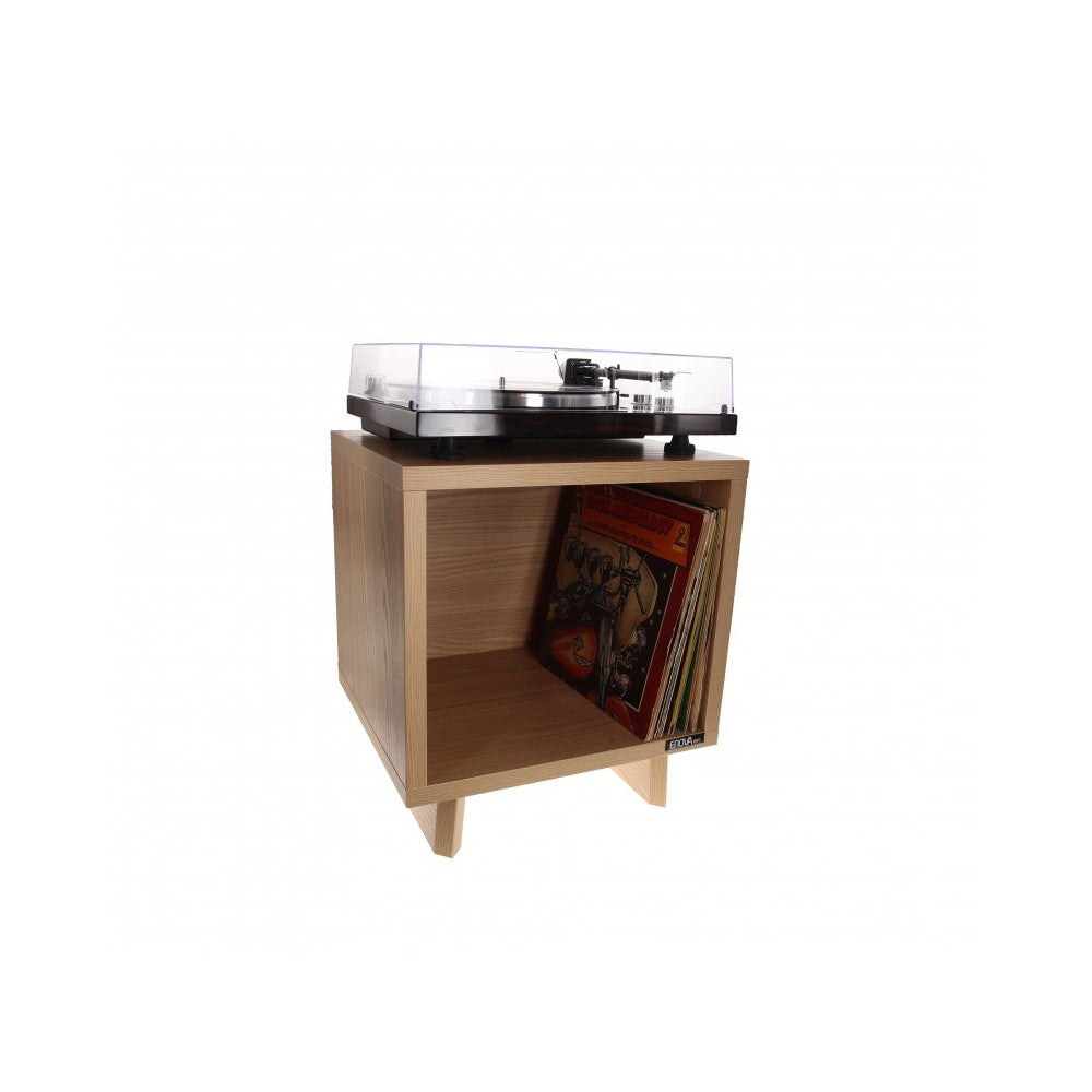 Enova Hifi Wooden Hi-Fi furniture for turntable and more than a hundred vinyls, rear closed