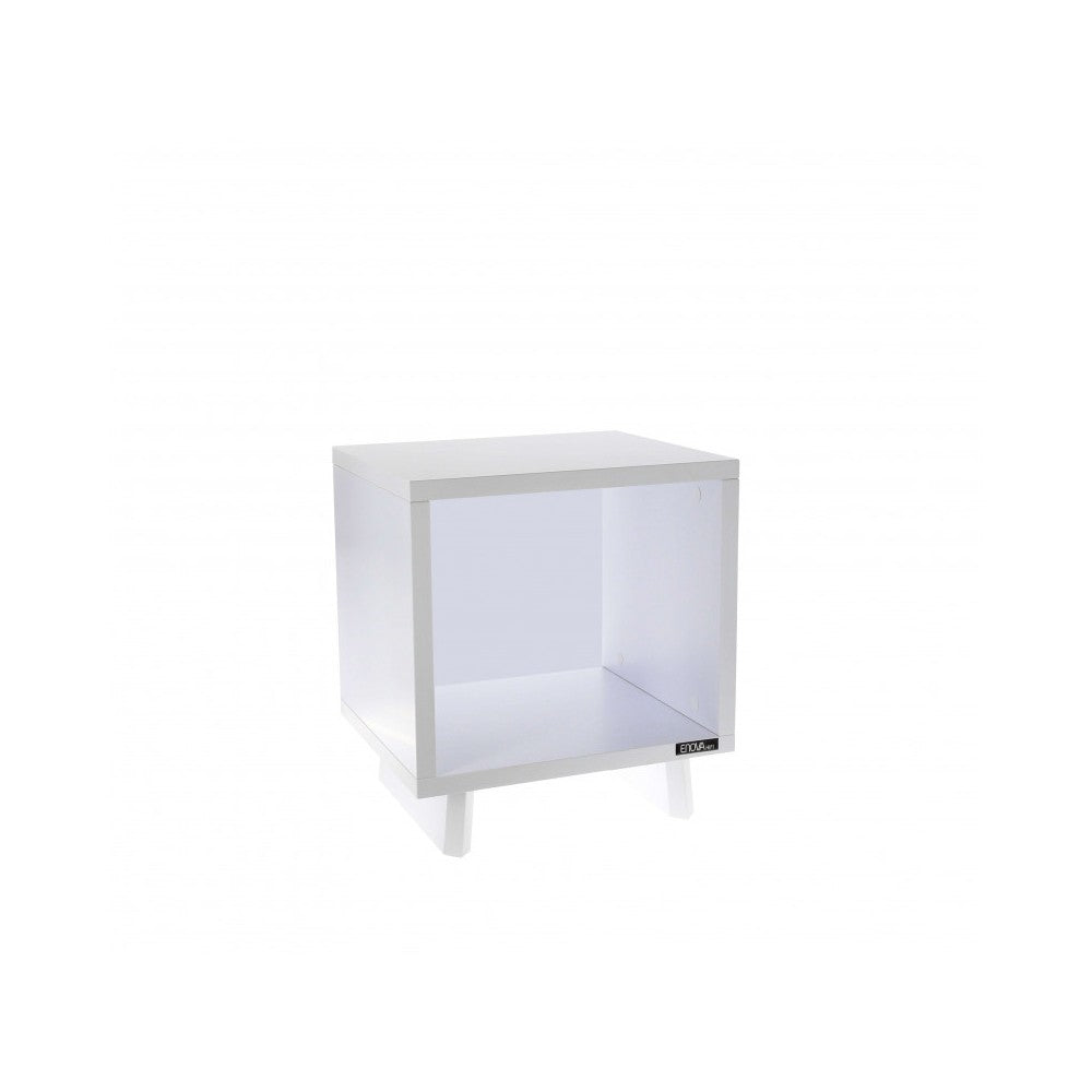 Enova Hifi White Hi-Fi furniture for turntable and more than a hundred vinyls, rear closed