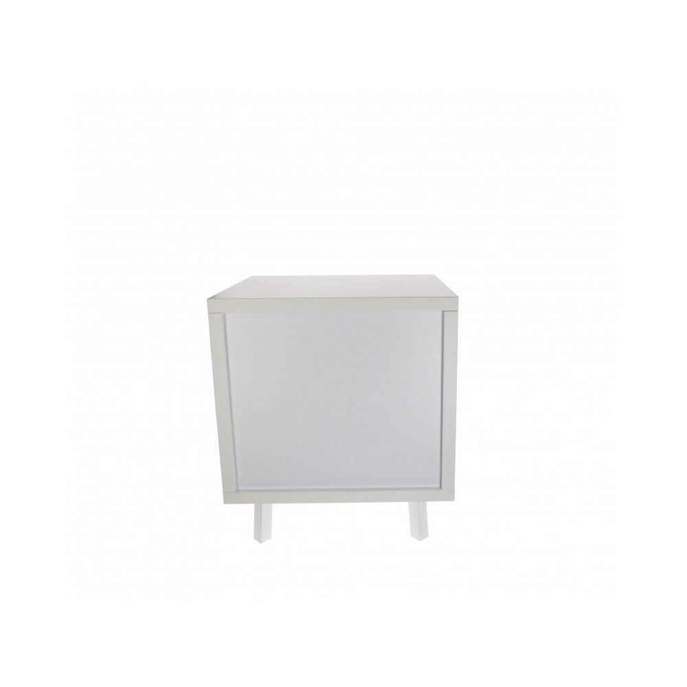 Enova Hifi White Hi-Fi furniture for turntable and more than a hundred vinyls, rear closed