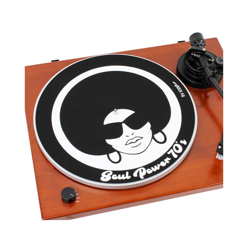 Fieltro Enova Hifi para tocadiscos, estilo años 70 con diseño de mujer afro recortada