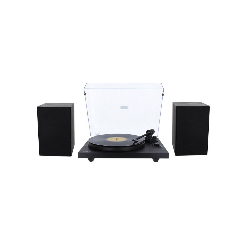 Enova Hifi Speakers + USB/Bluetooth Hi-Fi turntable with Ortofon OM 5E - black finish