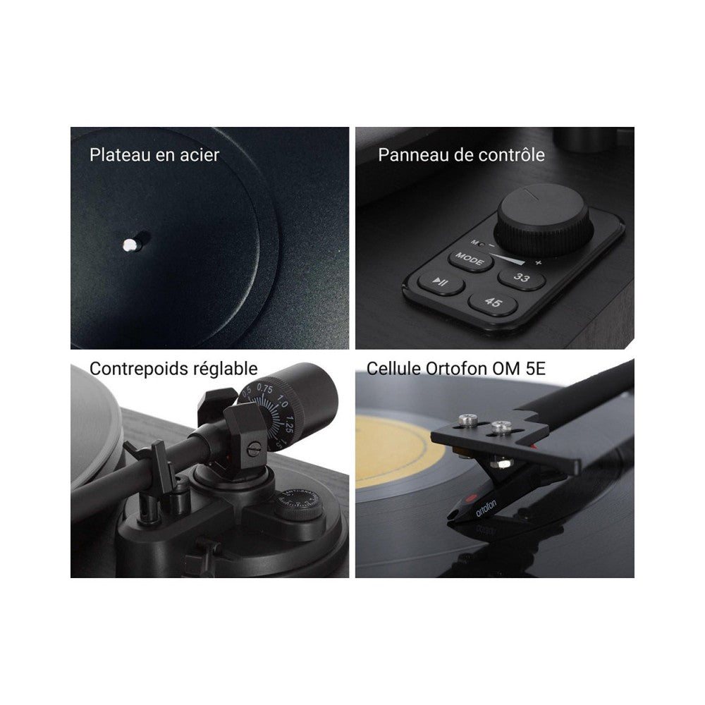 Enova Hifi Speakers + USB/Bluetooth Hi-Fi turntable with Ortofon OM 5E - black finish