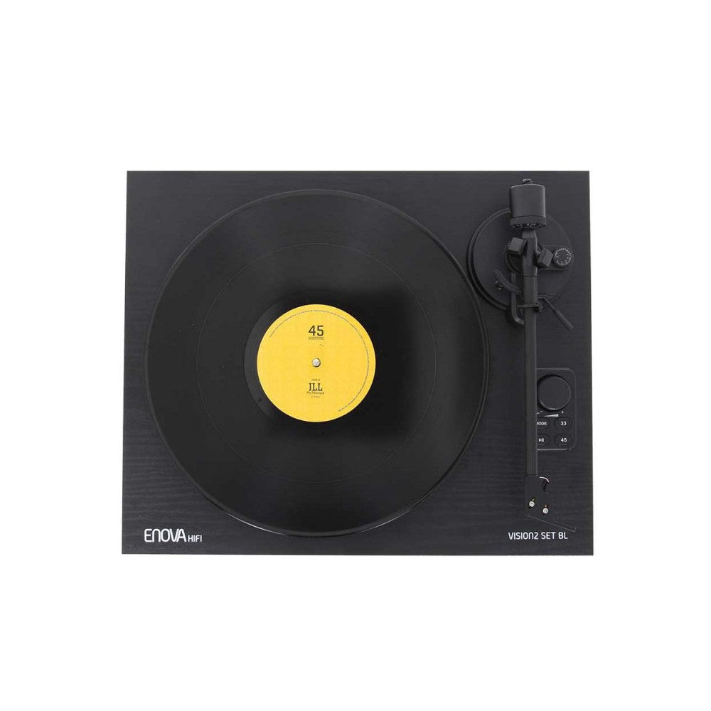 Enova Hifi Speakers + USB/Bluetooth Hi-Fi turntable with Ortofon OM 5E - black finish