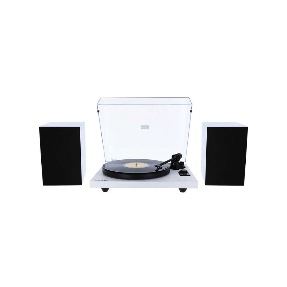 Enova Hifi Speakers + USB/Bluetooth Hi-Fi turntable with Ortofon OM 5E - white finish