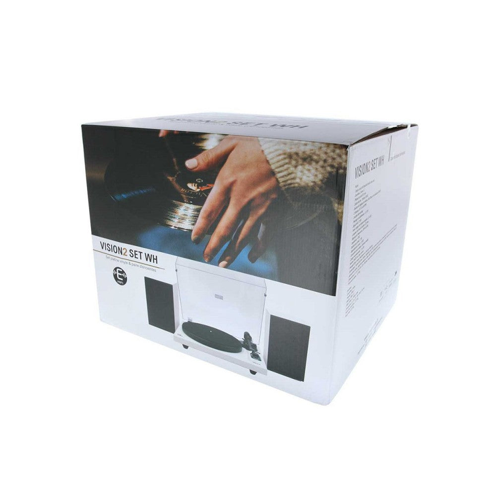 Altavoces de alta fidelidad Enova + tocadiscos de alta fidelidad USB/Bluetooth con Ortofon OM 5E - acabado blanco