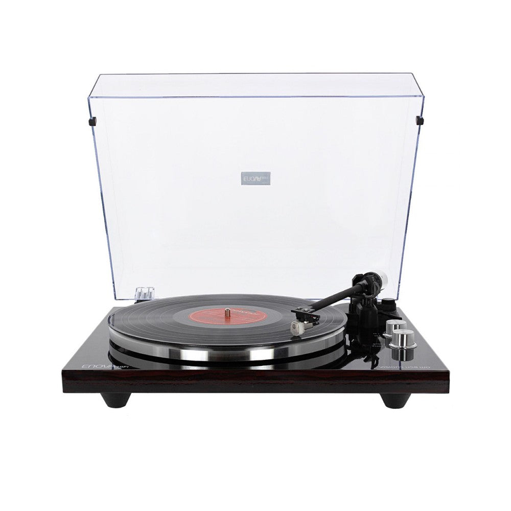 Enova Hifi Hi-Fi USB turntable, glossy dark wood finish, RIAA preamp, Audio Technica 3600L