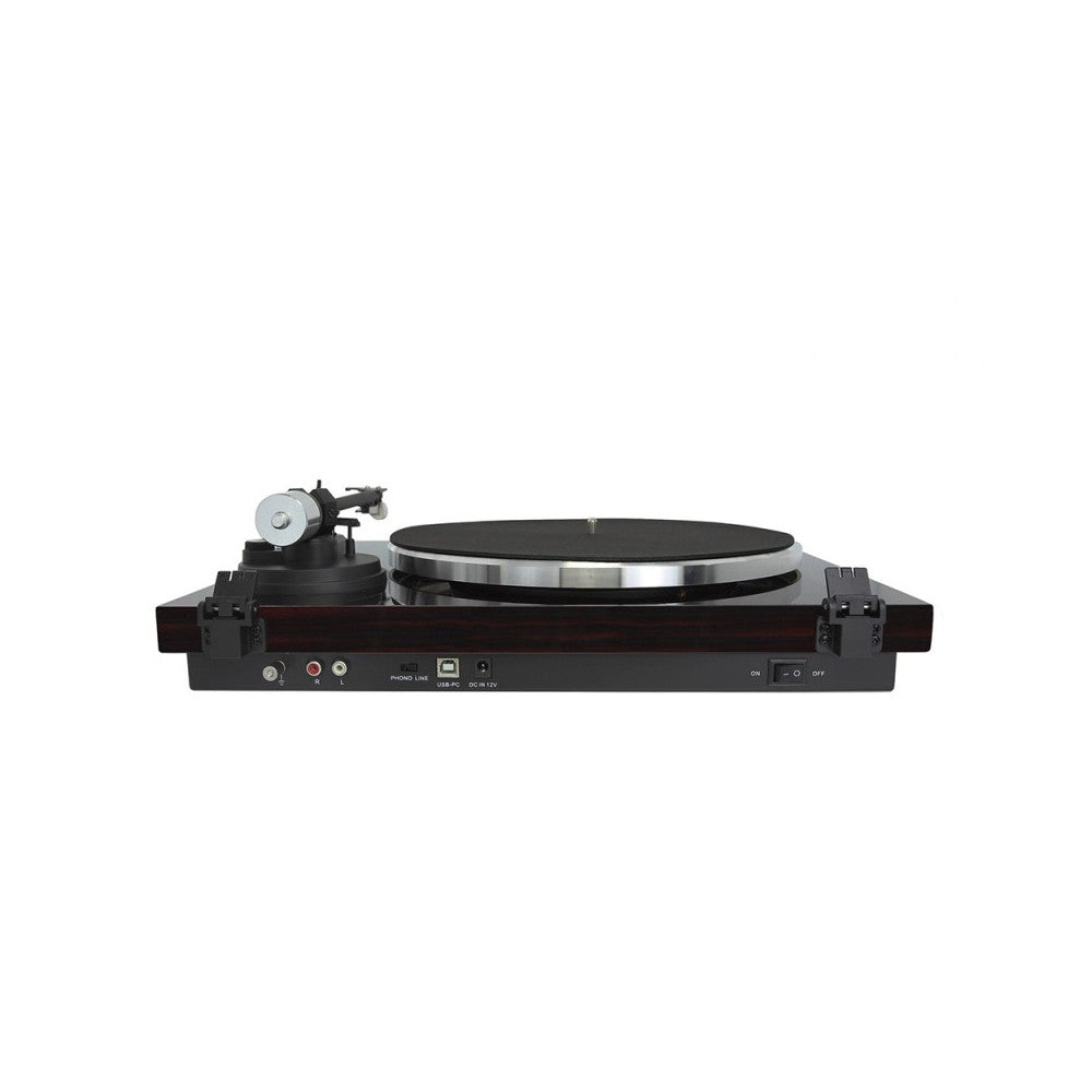Tocadiscos USB de alta fidelidad Enova Hifi, acabado en madera oscura brillante, preamplificador RIAA, Audio Technica 3600L