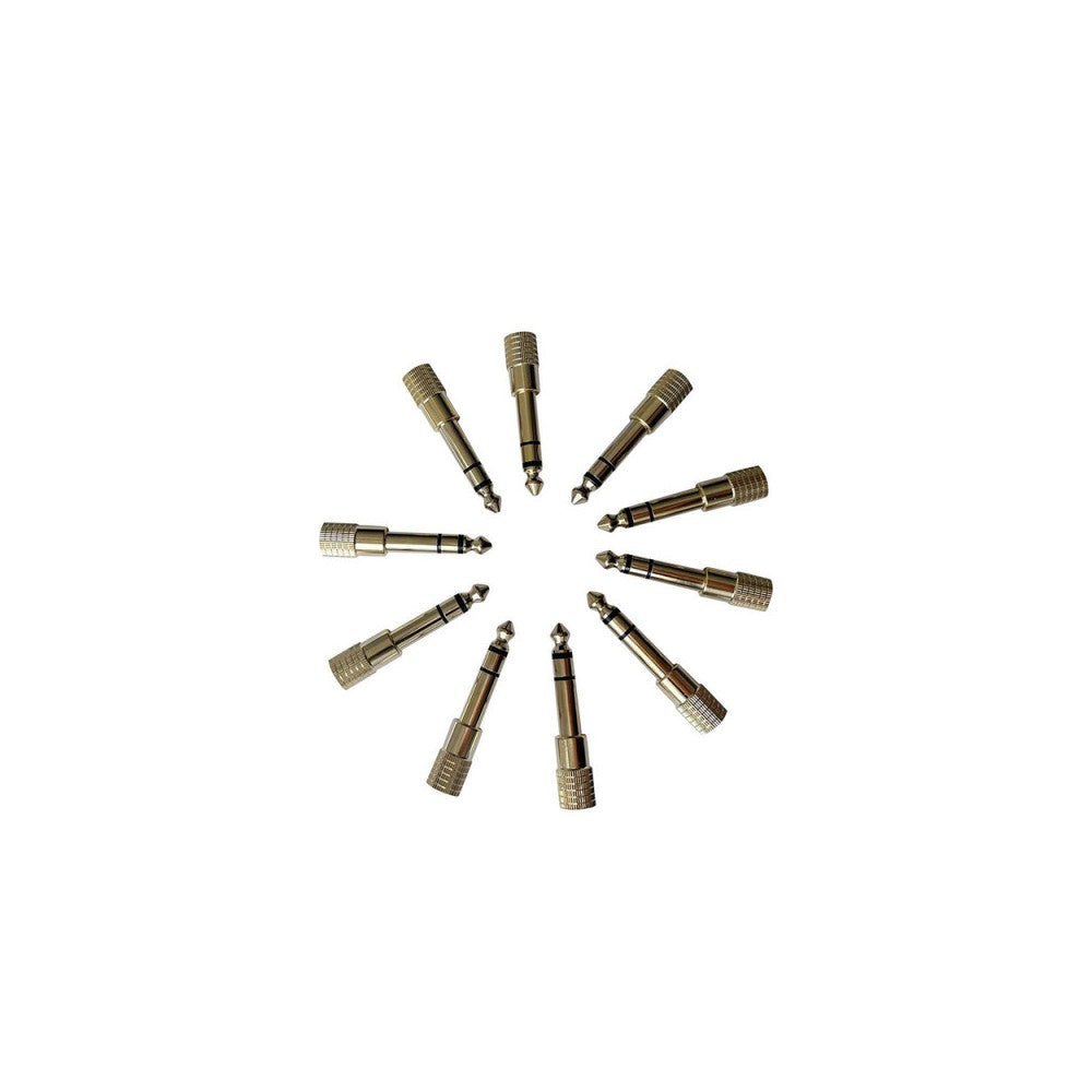 Enova Hifi Gold plated metal headphone adapter from 6.35 mm stereo to 3.5 mm stereo - pack of 10