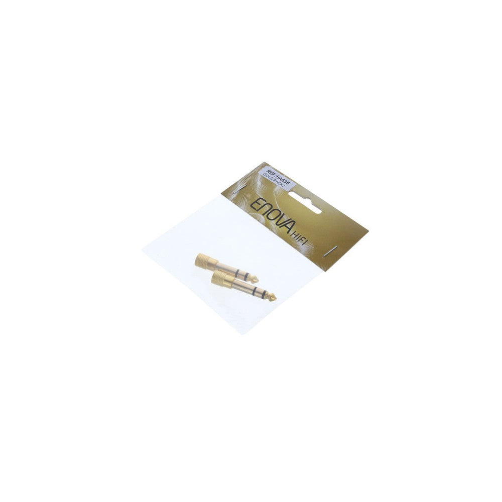 Enova Hifi Gold plated metal headphone adapter from 6.35 mm stereo to 3.5 mm stereo - pack of 2