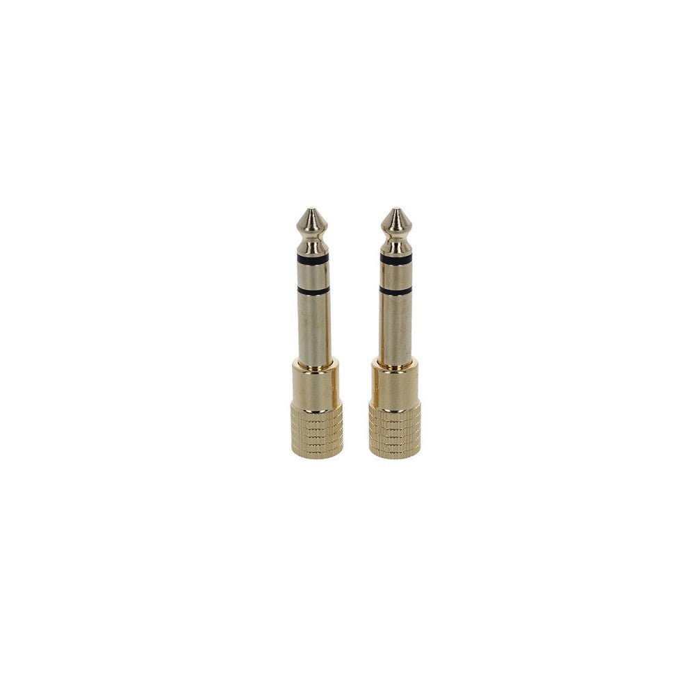 Adaptador Enova Hifi de metal chapado en oro de 6.35 mm estéreo a 3.5 mm estéreo con rosca, paquete de 2