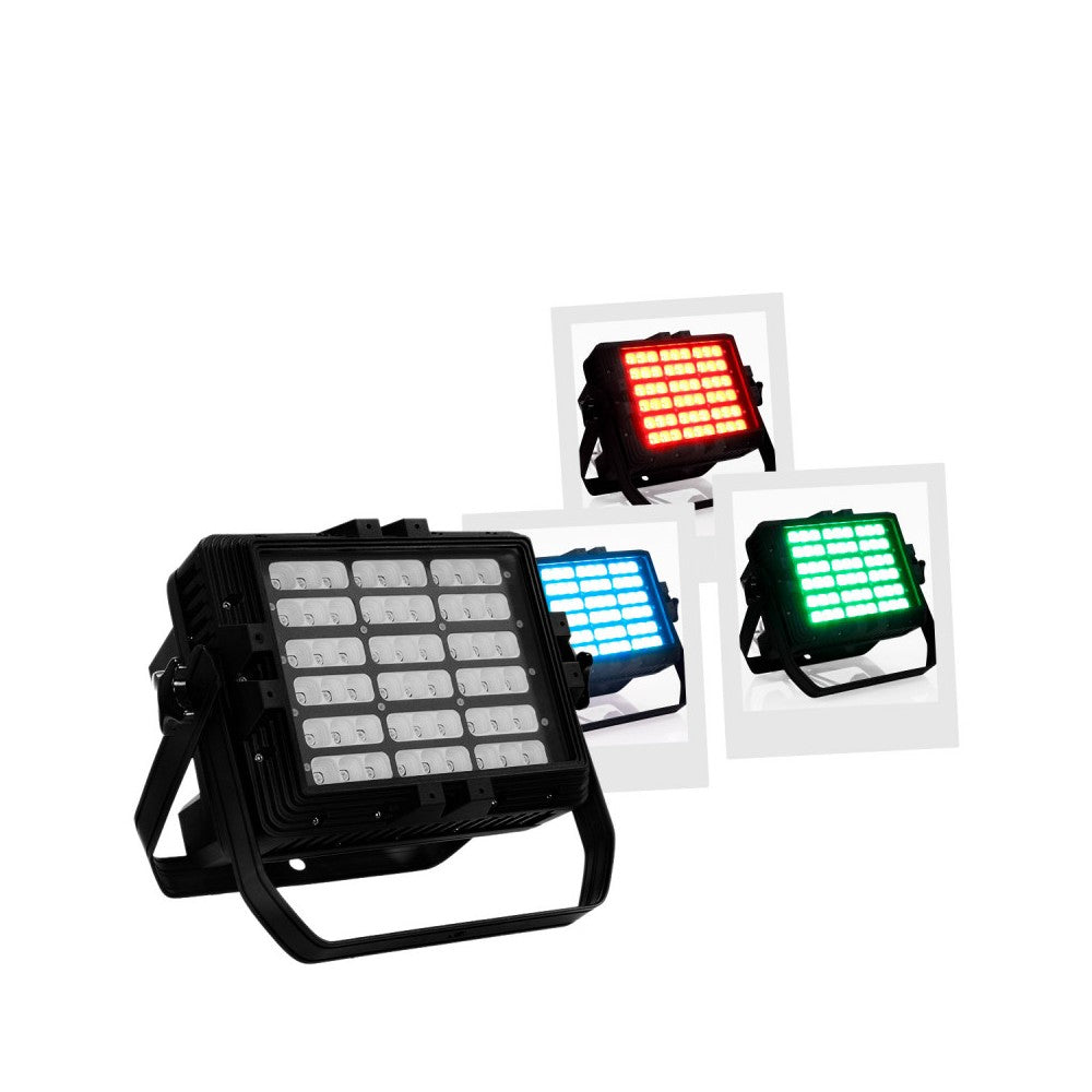 Evolite 54 x 5 W RGB LED architectural projector with revolutionary reflector system, IP 65