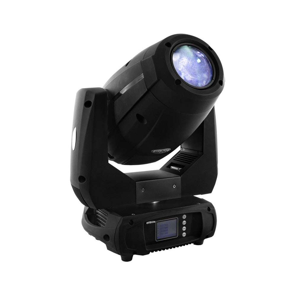 Evolite 250 W LED spot zoom moving head controllable in DMX