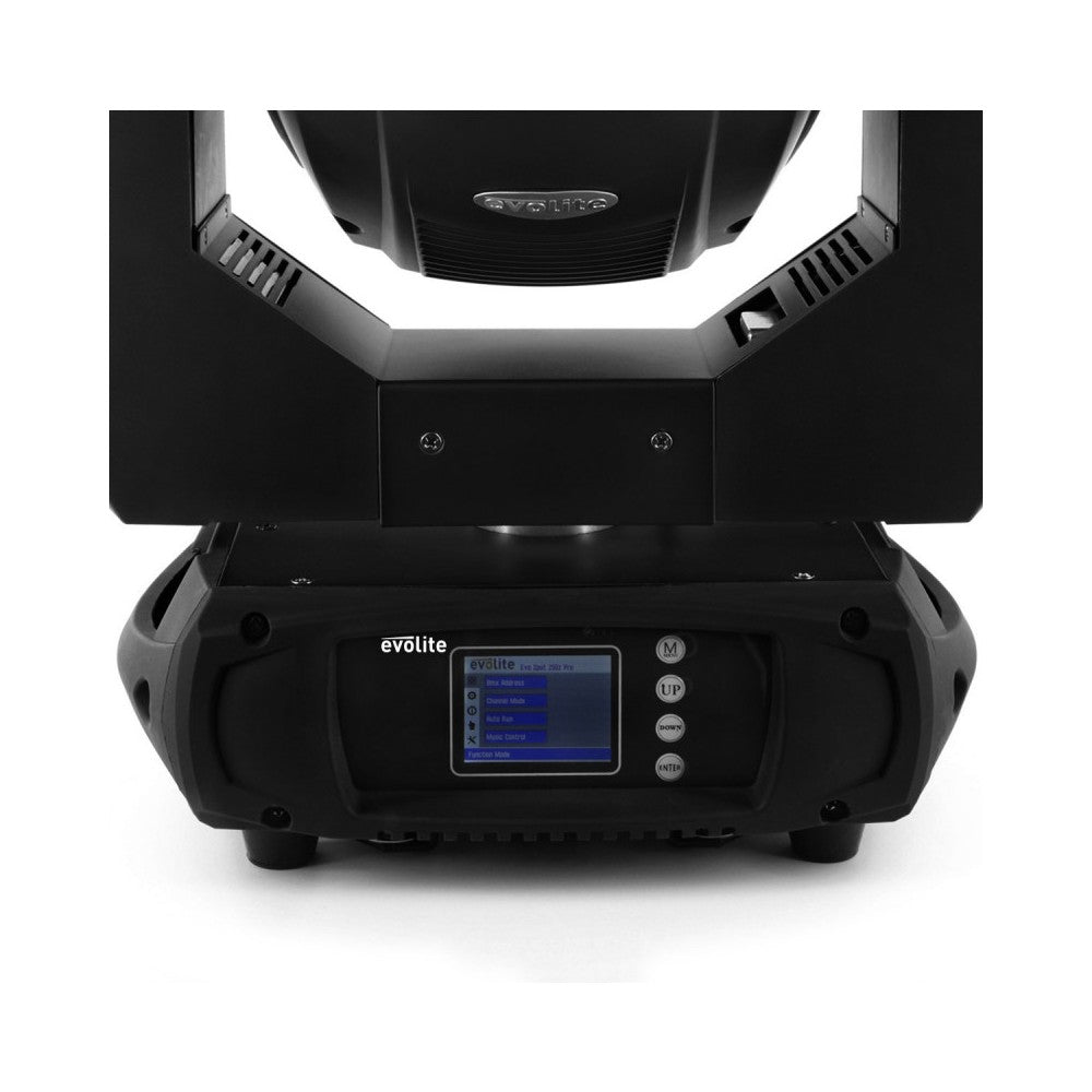 Evolite 250 W LED spot zoom moving head controllable in DMX