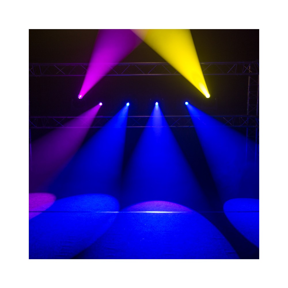 Evolite 250 W LED spot zoom moving head controllable in DMX