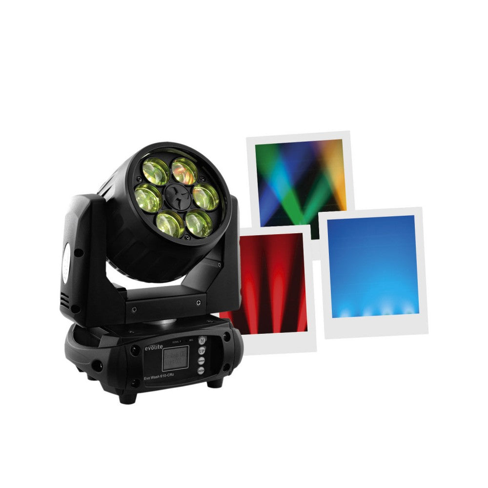 Evolite 6 x 10 W RGBW Quad LEDs wash moving head with zoom